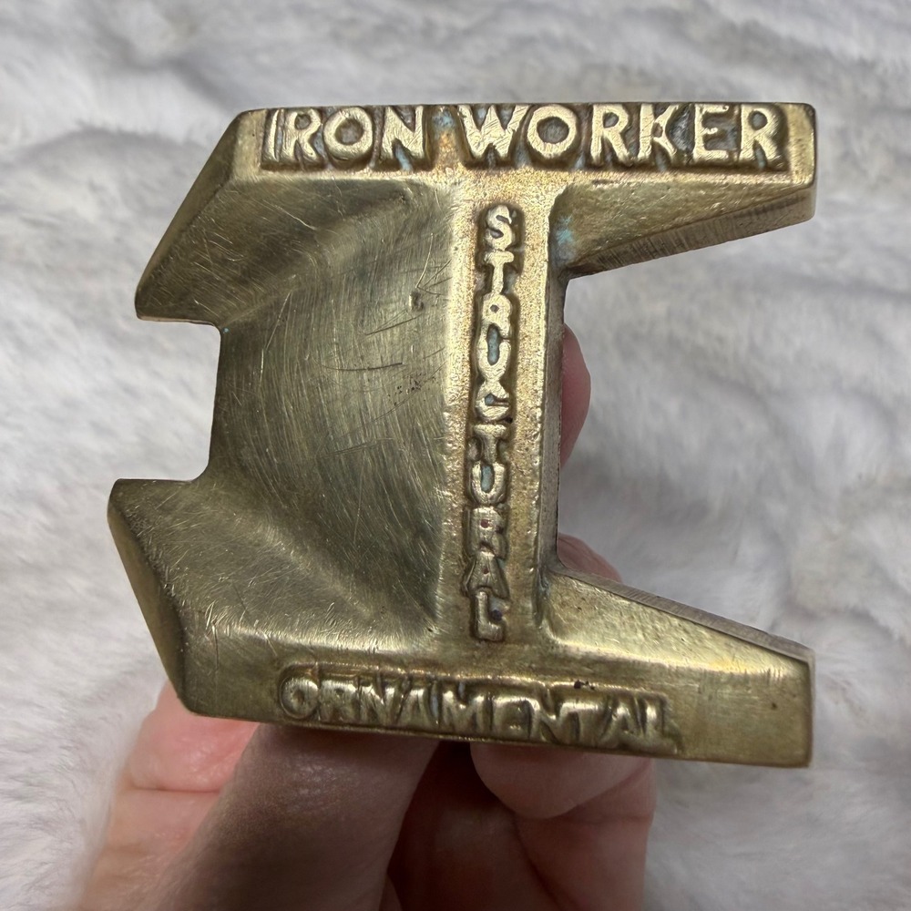 Vintage 1978 Baron Buckle Iron Worker Structural Ornamental Solid Brass I-Beam